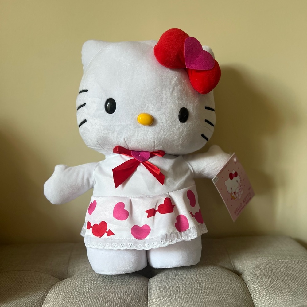 Hello Kitty Plush with Red Bow and Heart Dress